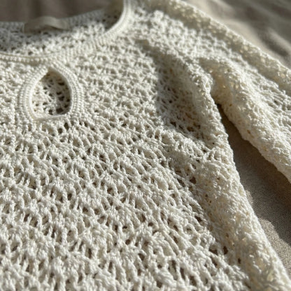 Solvara | Long-Sleeve Open-Knit Cover-Up Dress