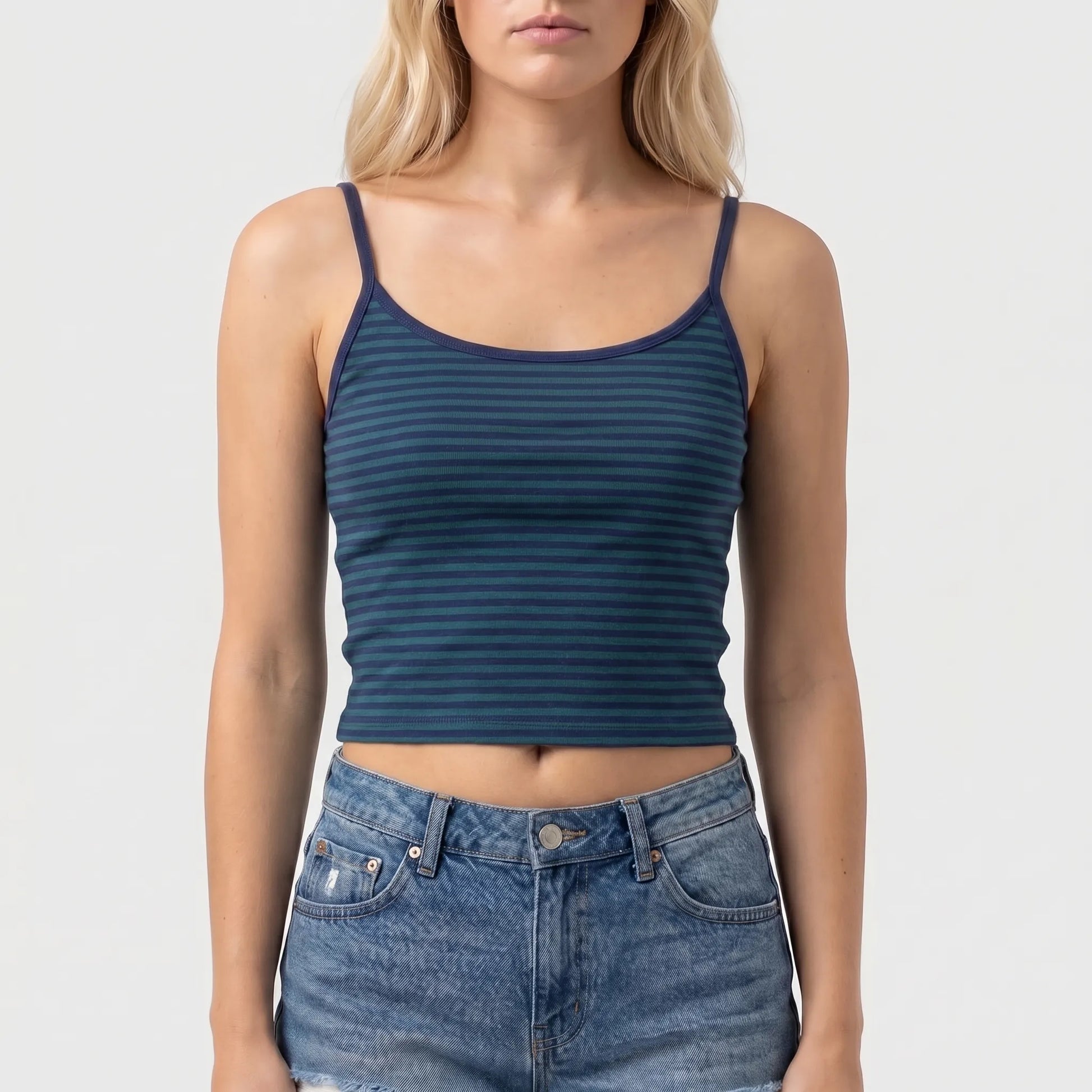 Stripella | Striped Sleeveless Crop Camisole Top