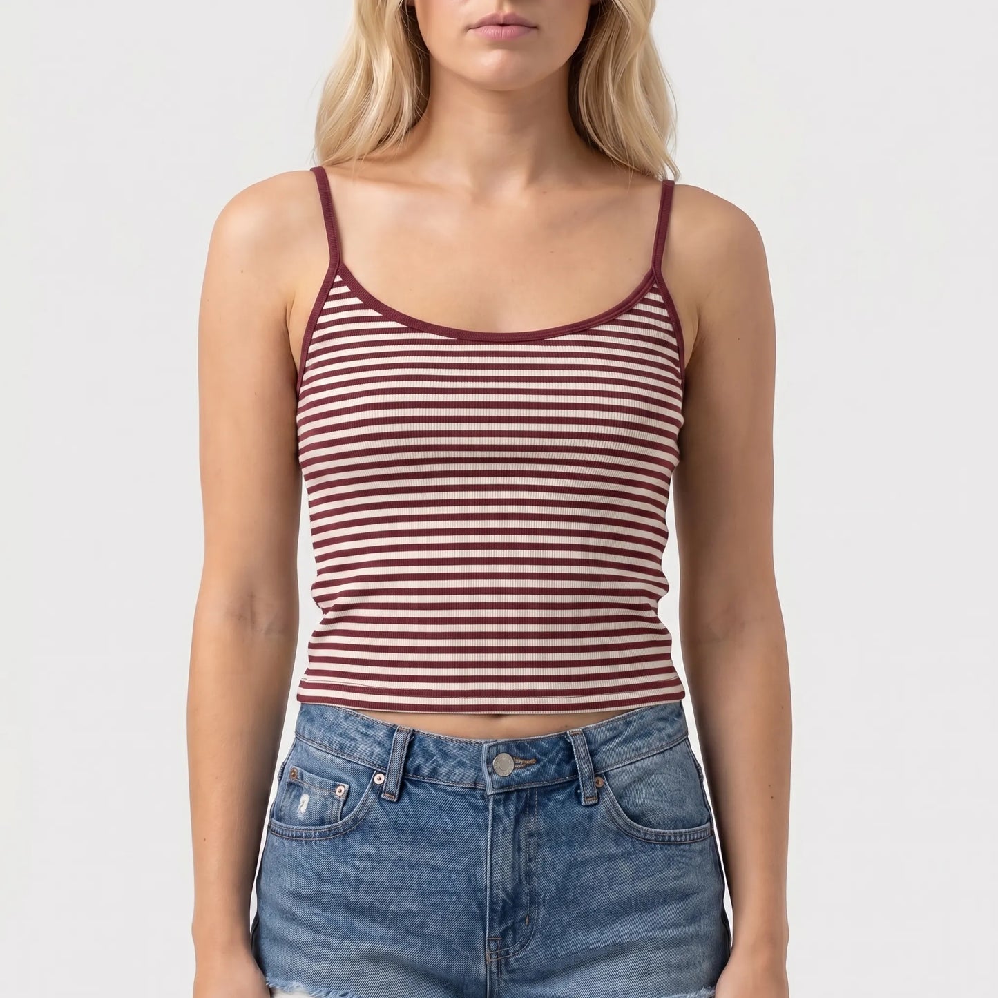 Stripella | Striped Sleeveless Crop Camisole Top