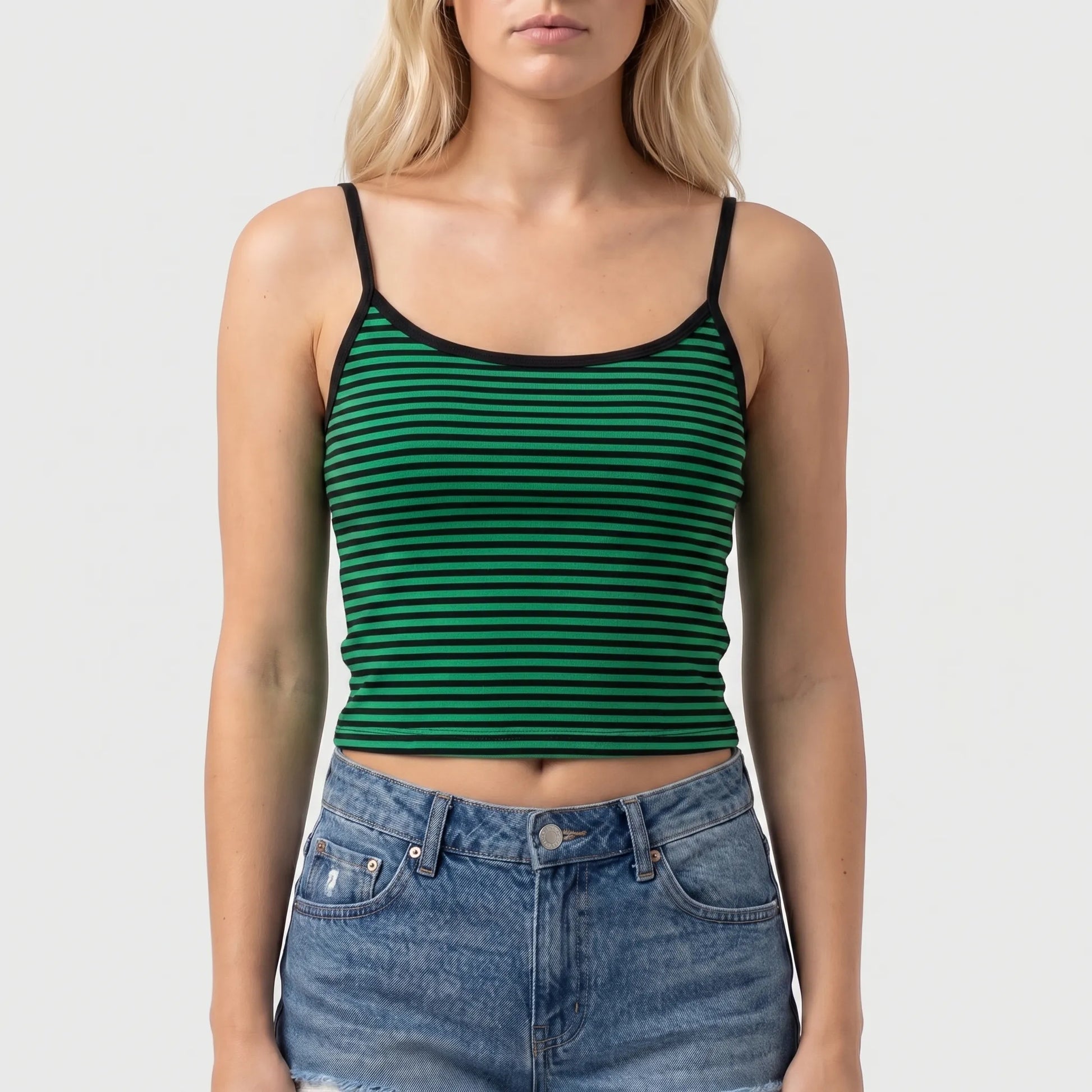 Stripella | Striped Sleeveless Crop Camisole Top