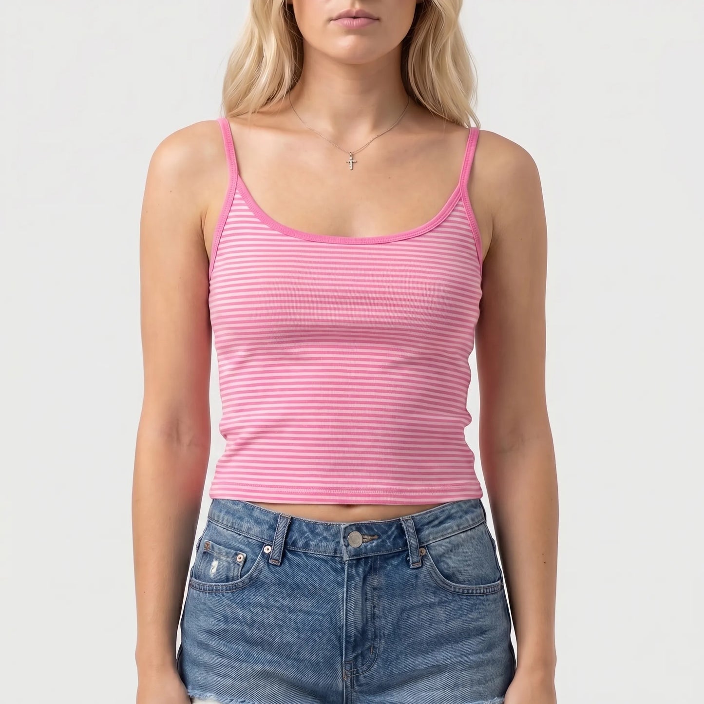 Stripella | Striped Sleeveless Crop Camisole Top