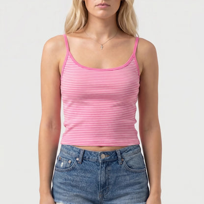 Stripella | Striped Sleeveless Crop Camisole Top