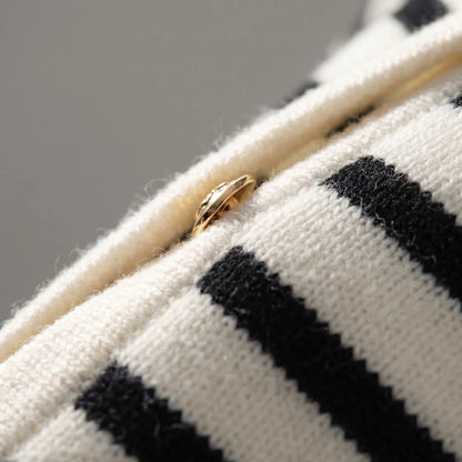 Stripova | Striped Single-Breasted Knit Cardigan