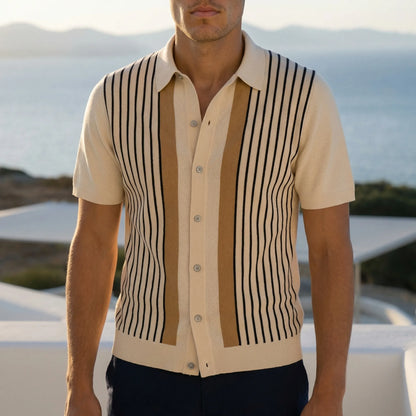 Strivello | Short-Sleeve Striped Knit Polo