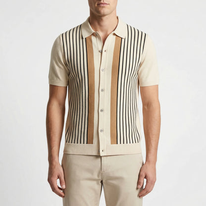 Strivello | Short-Sleeve Striped Knit Polo