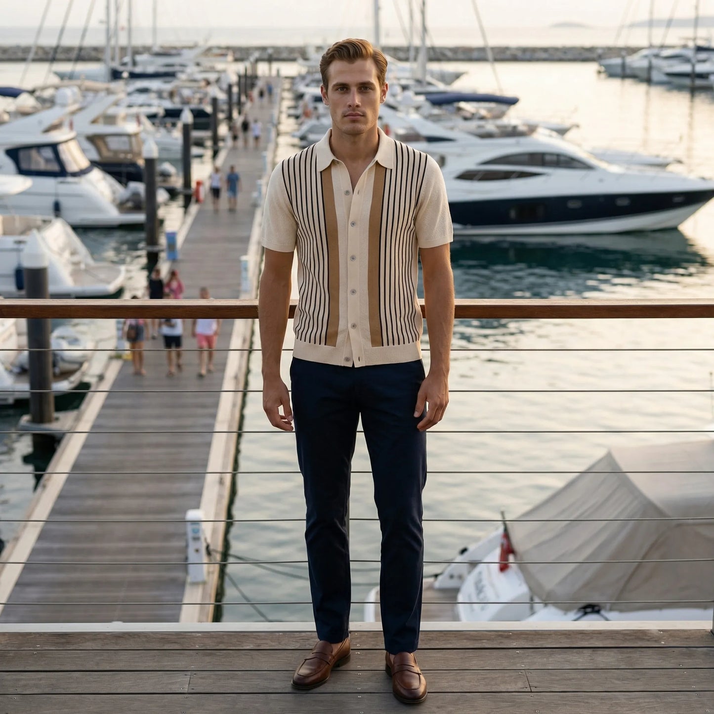 Strivello | Short-Sleeve Striped Knit Polo