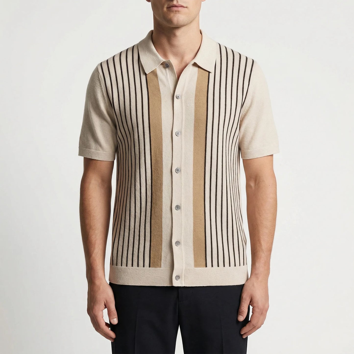 Strivello | Short-Sleeve Striped Knit Polo