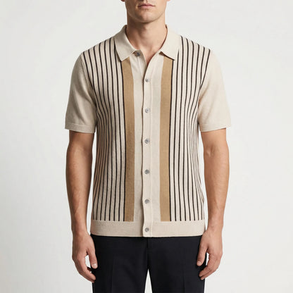 Strivello | Short-Sleeve Striped Knit Polo