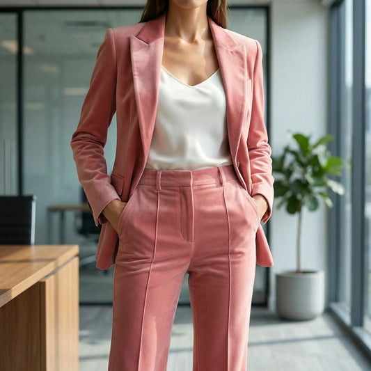 Suitrova - Slim Fit Blazer And Wide-Leg Trouser Set