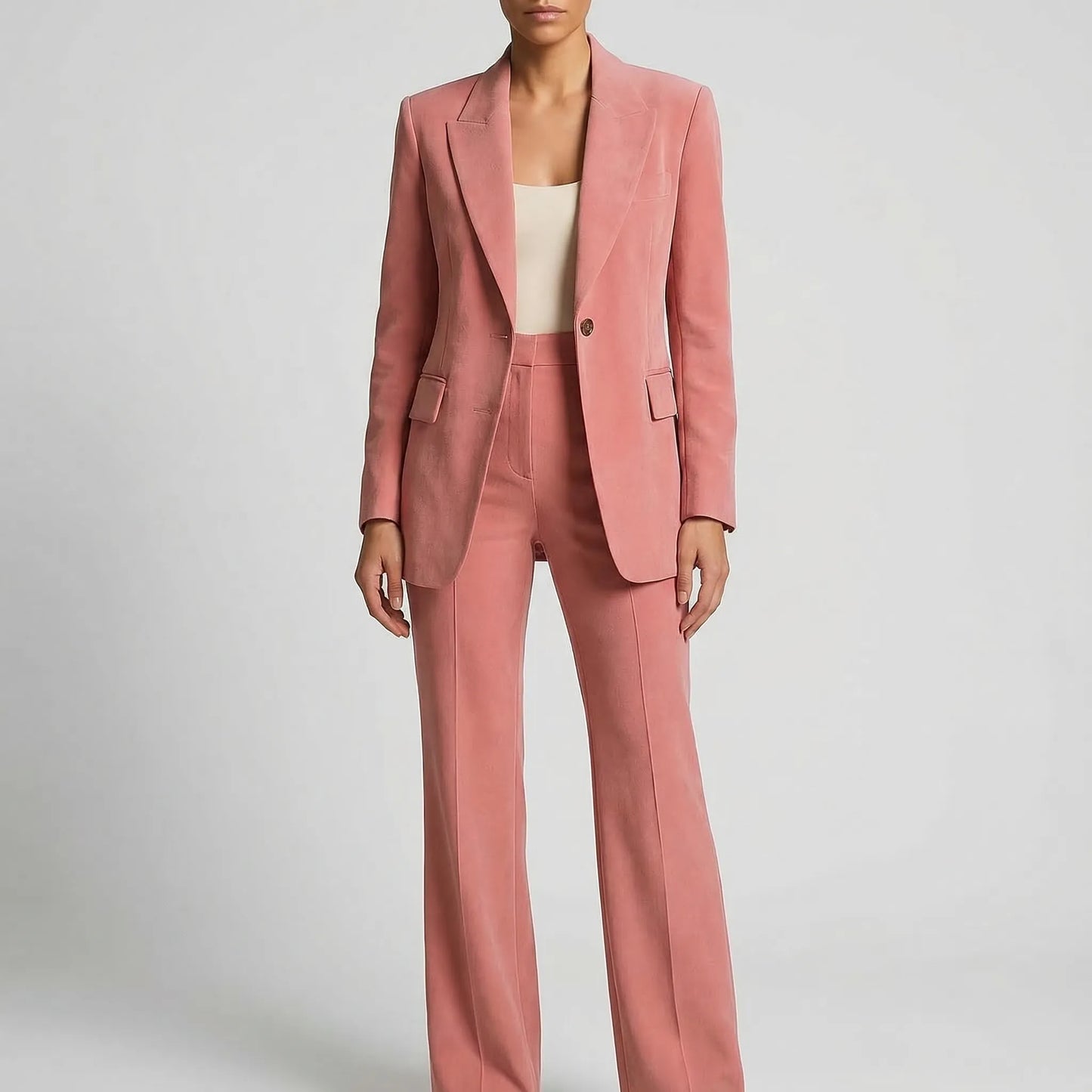 Suitrova - Slim Fit Blazer And Wide-Leg Trouser Set