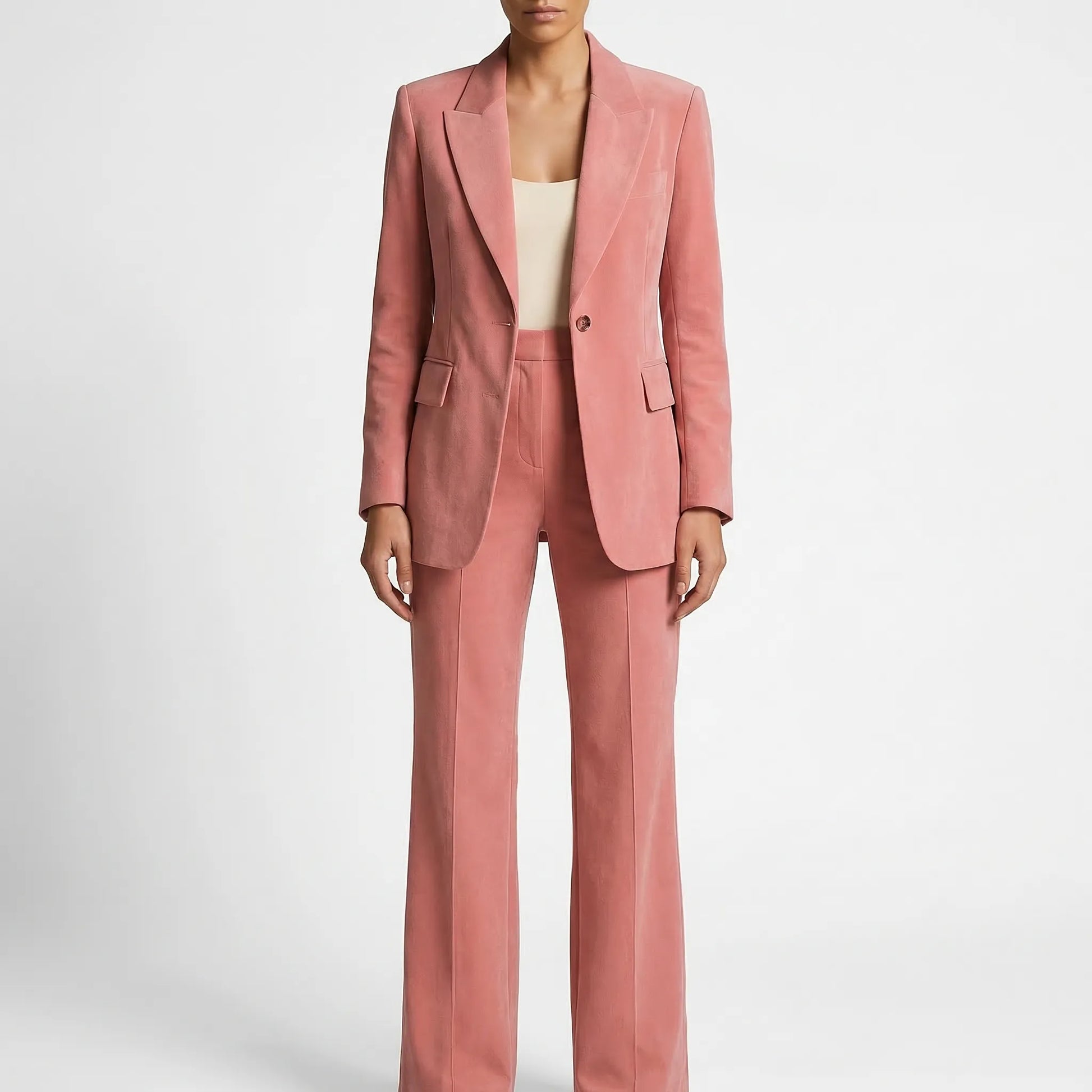 Suitrova - Slim Fit Blazer And Wide-Leg Trouser Set