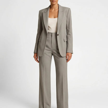 Suitrova - Slim Fit Blazer And Wide-Leg Trouser Set