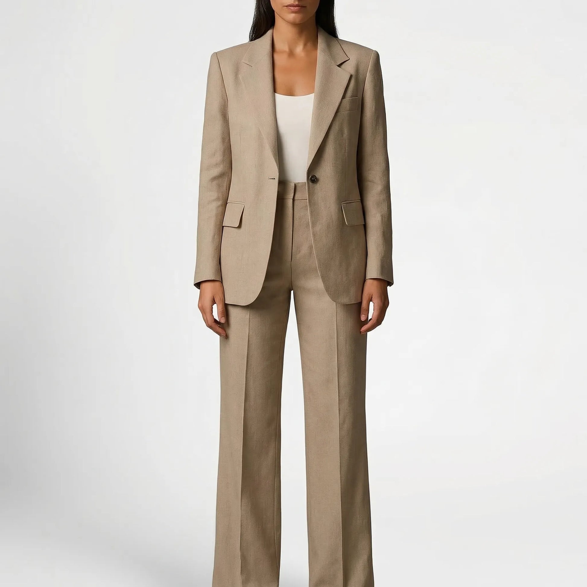 Suitrova - Slim Fit Blazer And Wide-Leg Trouser Set