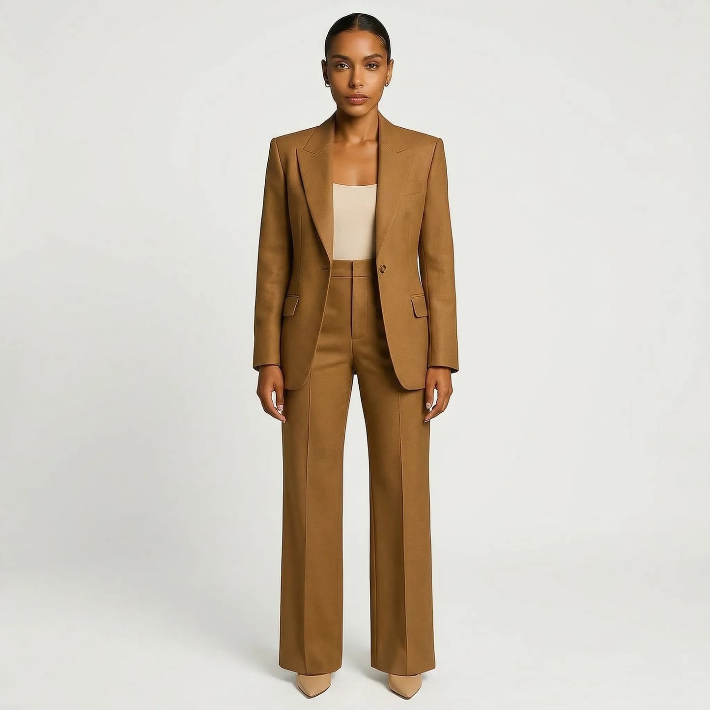 Suitrova - Slim Fit Blazer And Wide-Leg Trouser Set