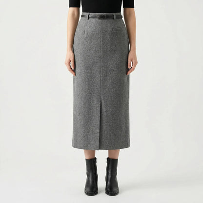 Tailwyn | Belted Mid-Calf Pencil Skirt
