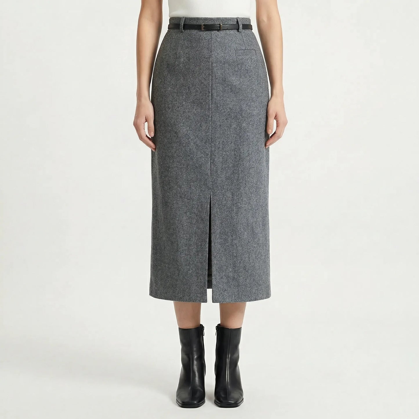 Tailwyn | Belted Mid-Calf Pencil Skirt