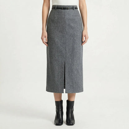 Tailwyn | Belted Mid-Calf Pencil Skirt