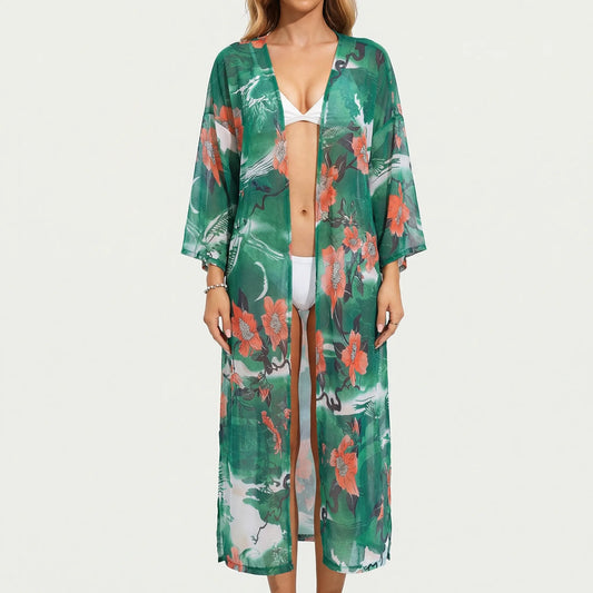 Tropivelle | Maxi Length Open-Front Kimono Cardigan