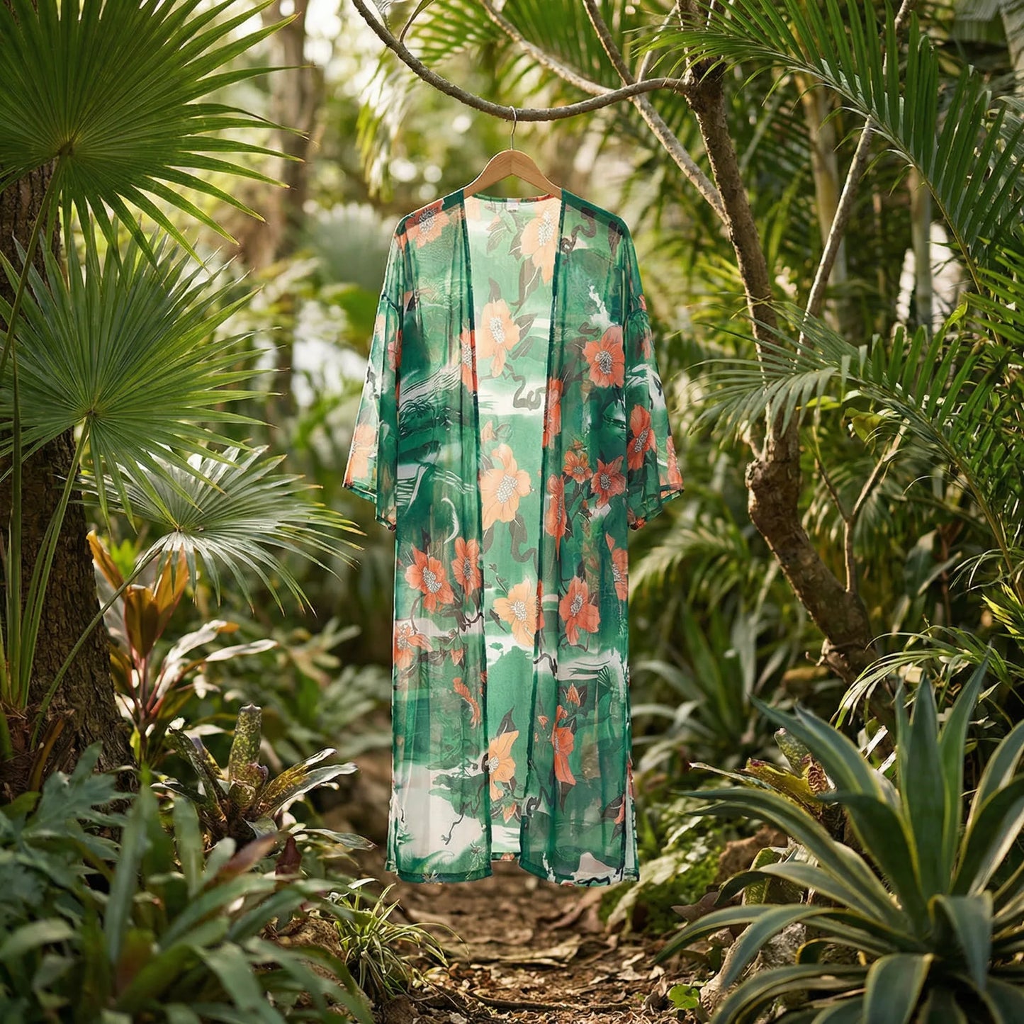 Tropivelle | Maxi Length Open-Front Kimono Cardigan