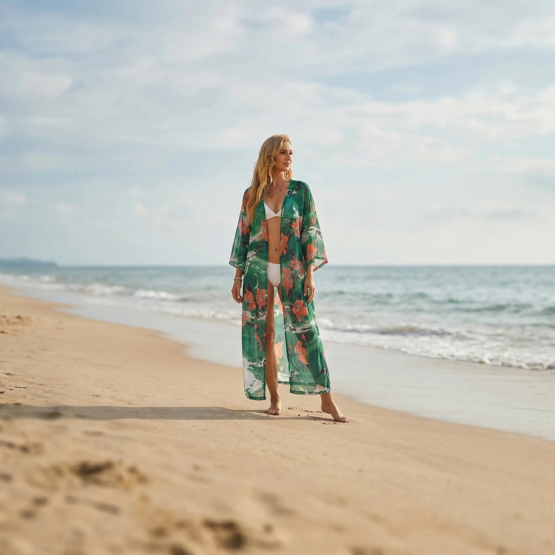 Tropivelle | Maxi Length Open-Front Kimono Cardigan