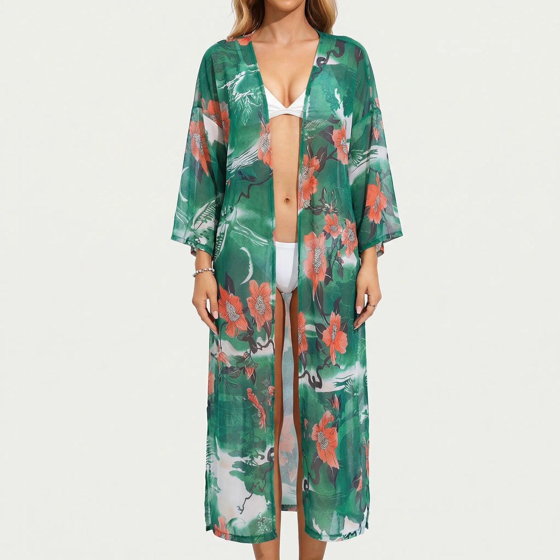 Tropivelle | Maxi Length Open-Front Kimono Cardigan