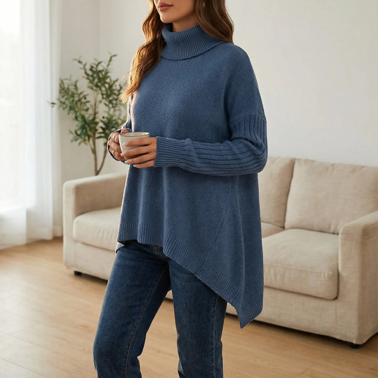 Turtova | Oversized Roll-Neck Jumper For Women
