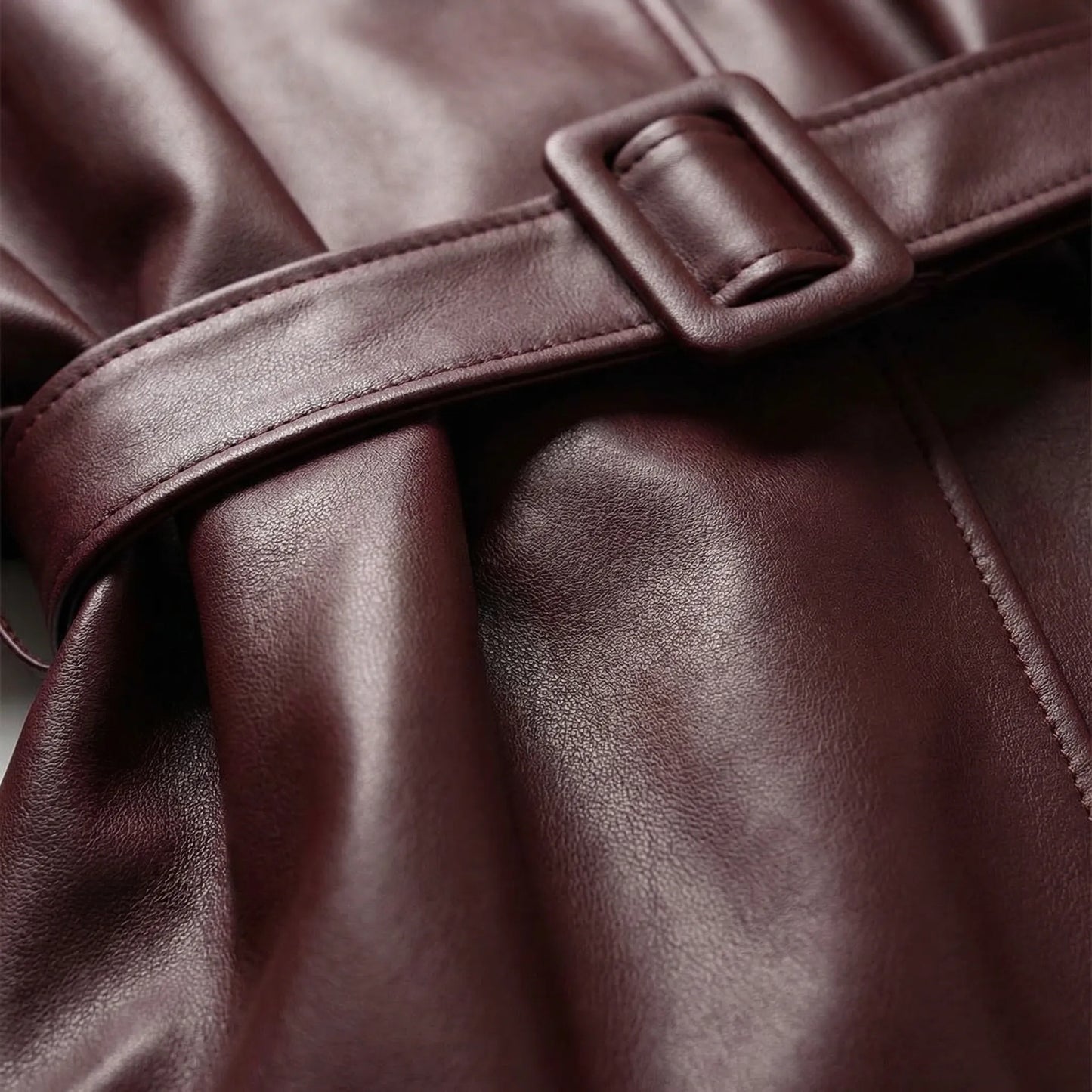 Velmara - Belted Faux-Leather Fitted Jacket