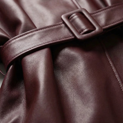 Velmara - Belted Faux-Leather Fitted Jacket