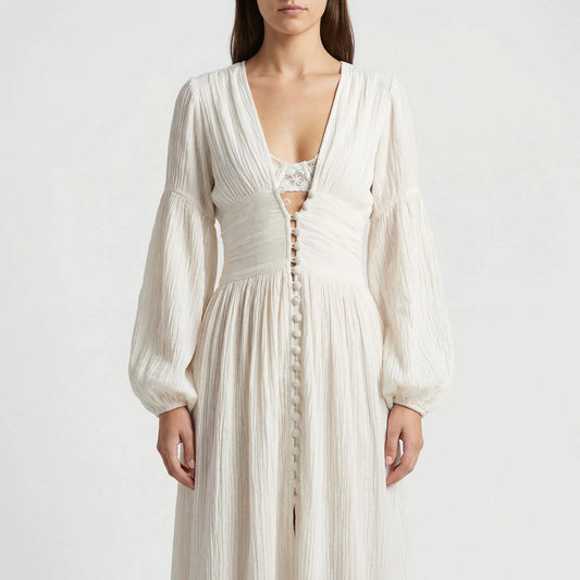 Velorah - Long-Sleeve V-Neck Maxi Dress