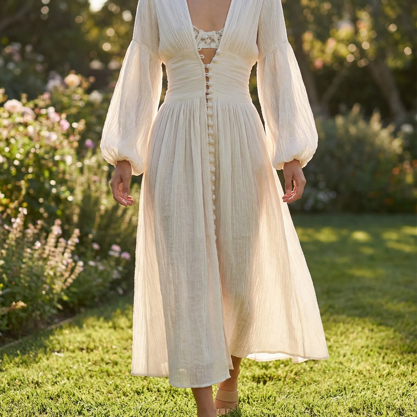 Velorah - Long-Sleeve V-Neck Maxi Dress