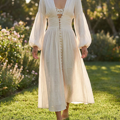 Velorah - Long-Sleeve V-Neck Maxi Dress