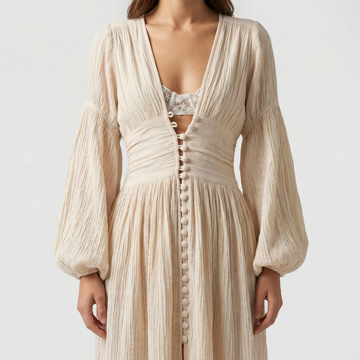 Velorah - Long-Sleeve V-Neck Maxi Dress