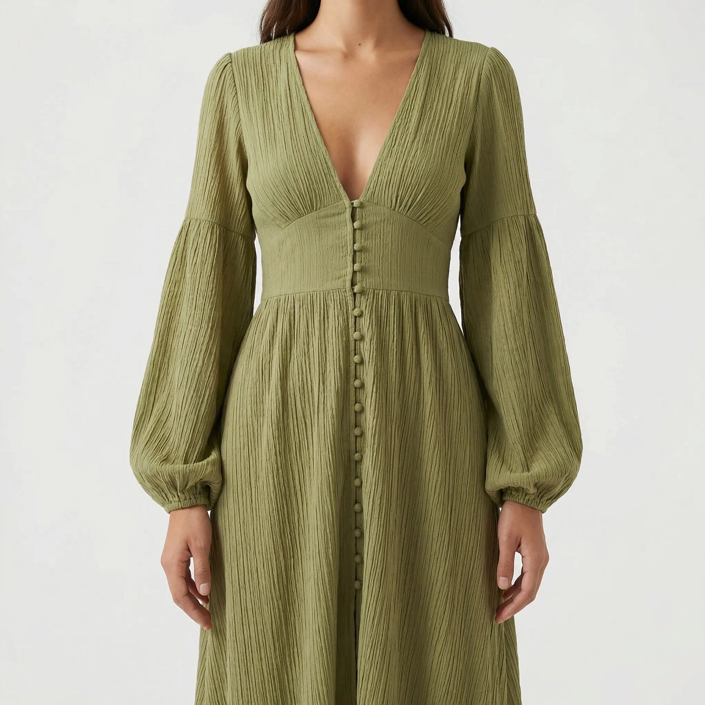 Velorah - Long-Sleeve V-Neck Maxi Dress