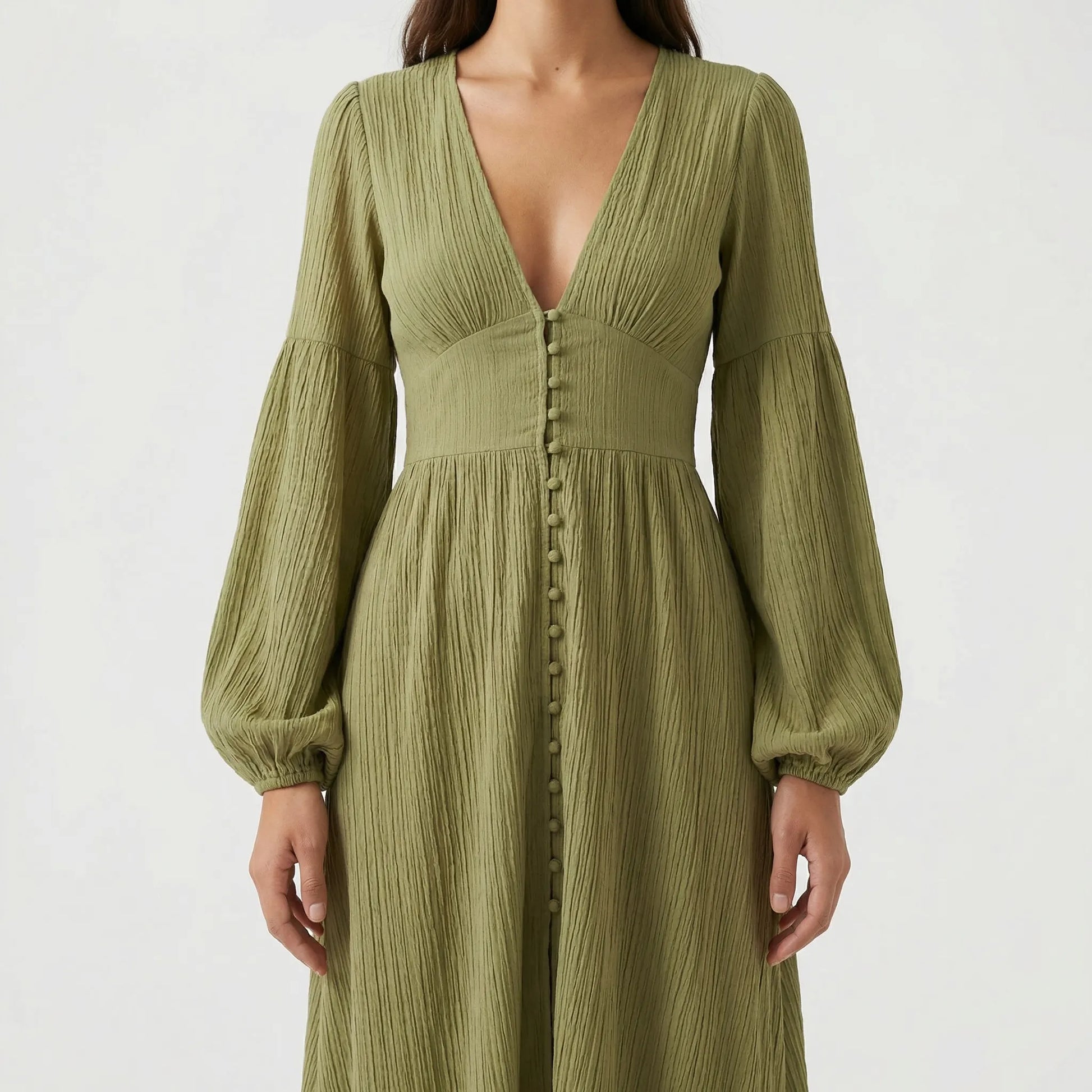 Velorah - Long-Sleeve V-Neck Maxi Dress