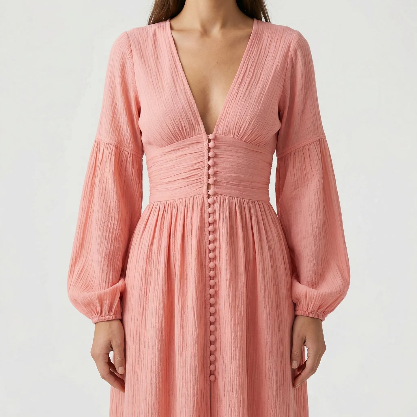 Velorah - Long-Sleeve V-Neck Maxi Dress