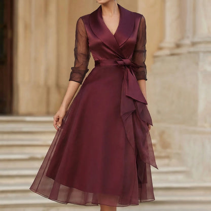 Veloria - Wrap Bodice A-Line Midi Dress