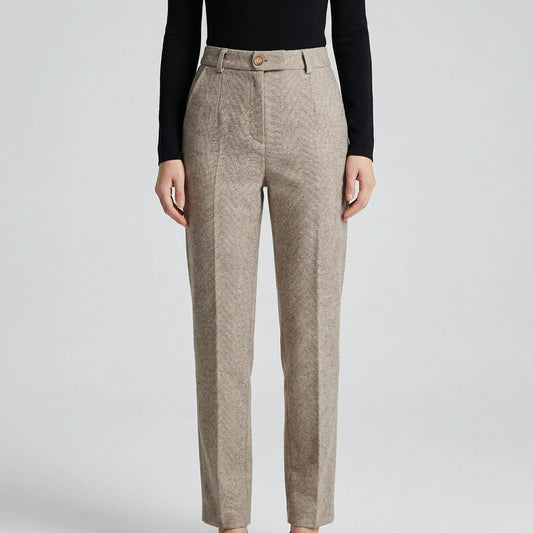 Velorne - Tapered Mid-Rise Herringbone Trousers