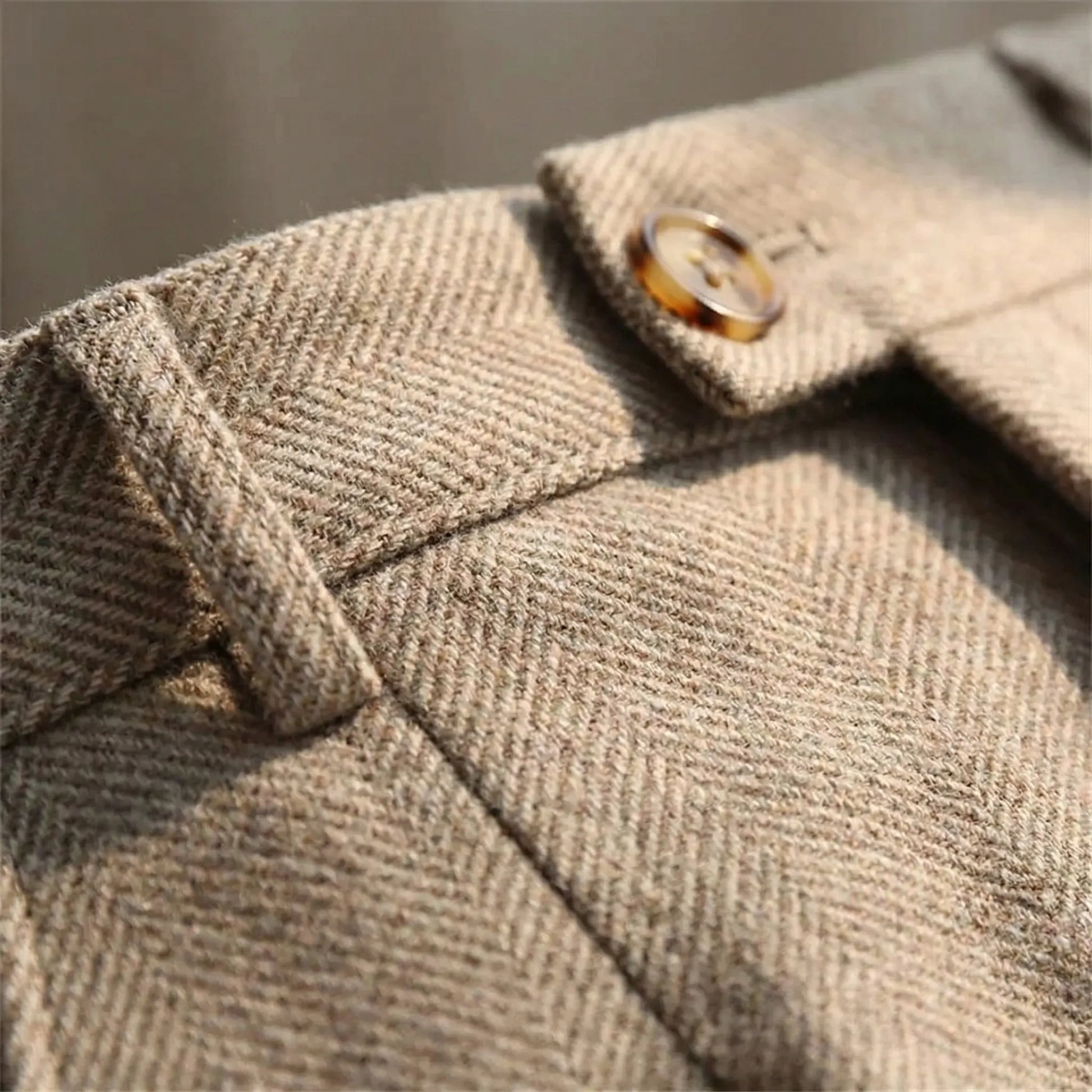 Velorne - Tapered Mid-Rise Herringbone Trousers