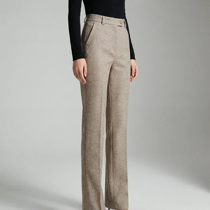 Velorne - Tapered Mid-Rise Herringbone Trousers