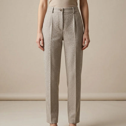 Velorne - Tapered Mid-Rise Herringbone Trousers