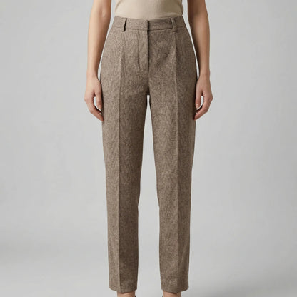 Velorne - Tapered Mid-Rise Herringbone Trousers