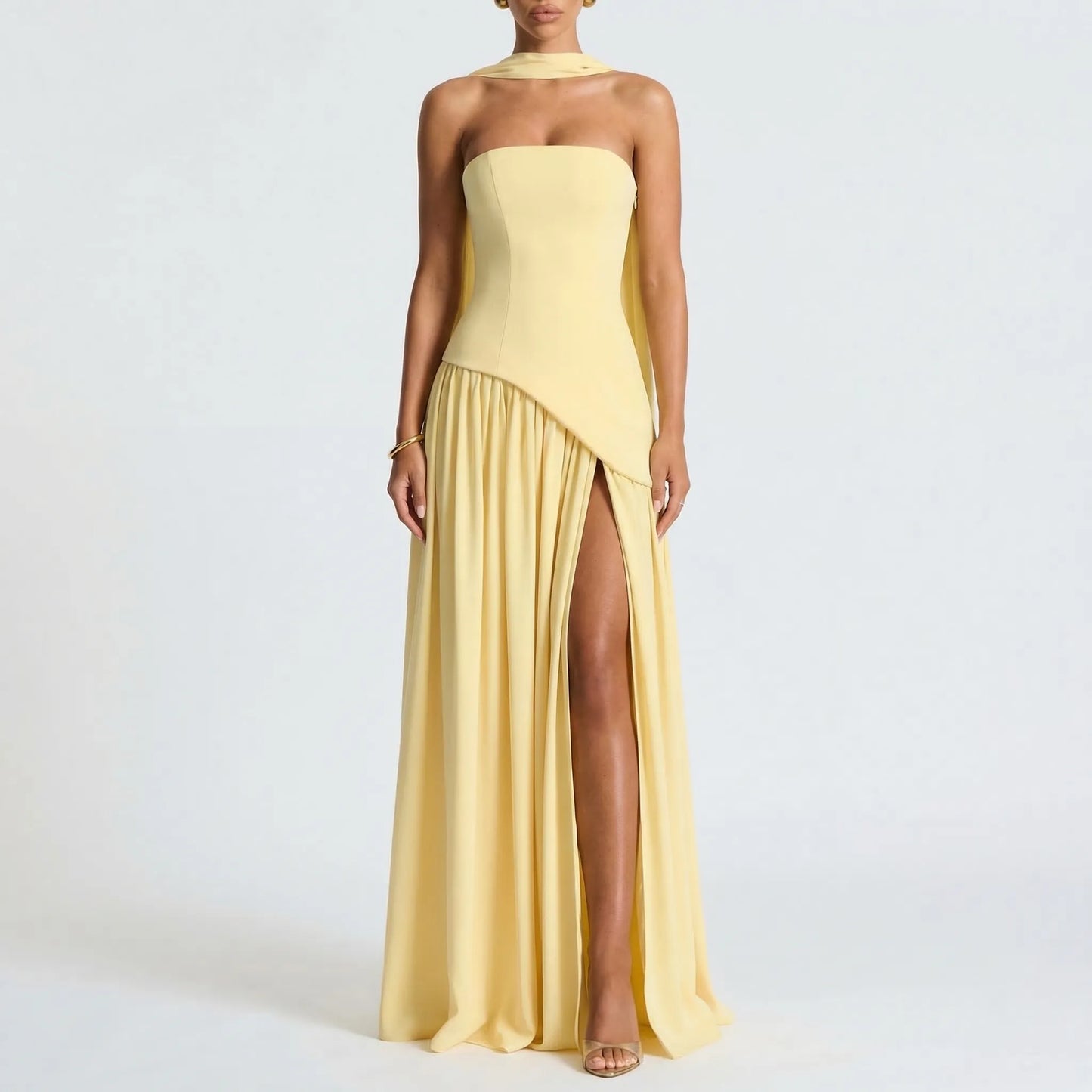 Velorra - High-Waist Sleeveless Maxi Dress With Slit
