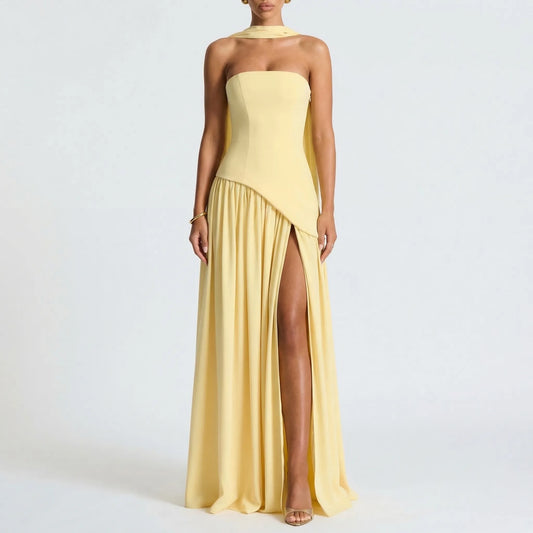 Velorra - High-Waist Sleeveless Maxi Dress With Slit