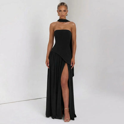 Velorra - High-Waist Sleeveless Maxi Dress With Slit