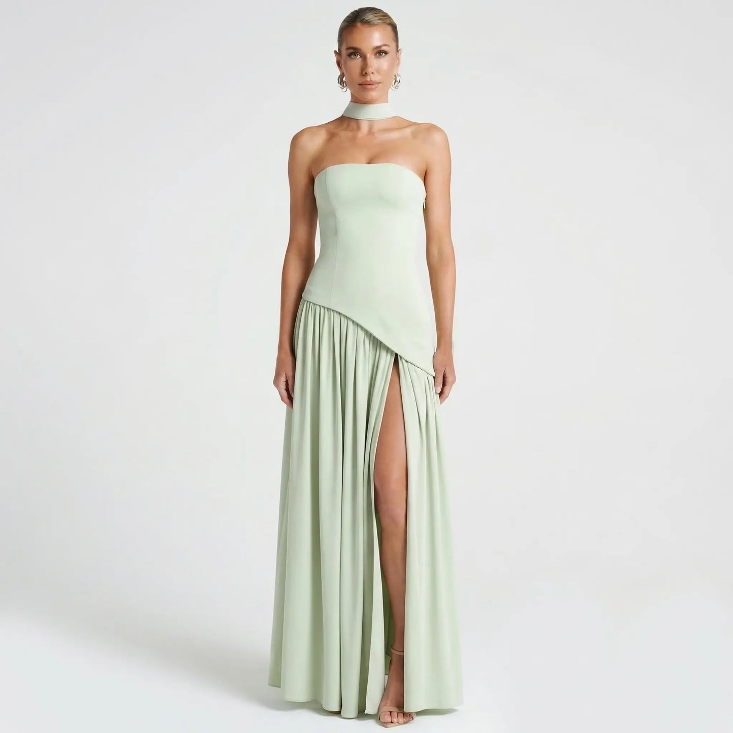 Velorra - High-Waist Sleeveless Maxi Dress With Slit