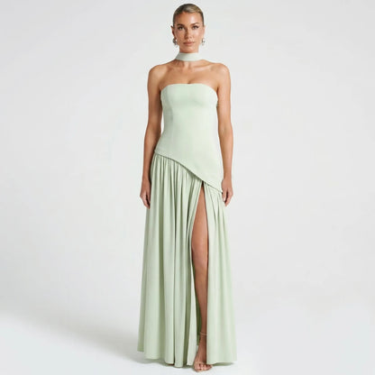 Velorra - High-Waist Sleeveless Maxi Dress With Slit