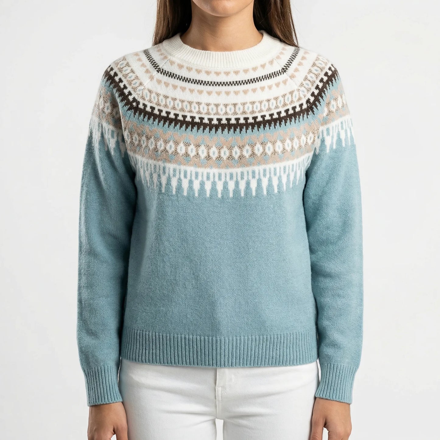 Veloryn | Fair Isle Pattern Crew Neck Jumper