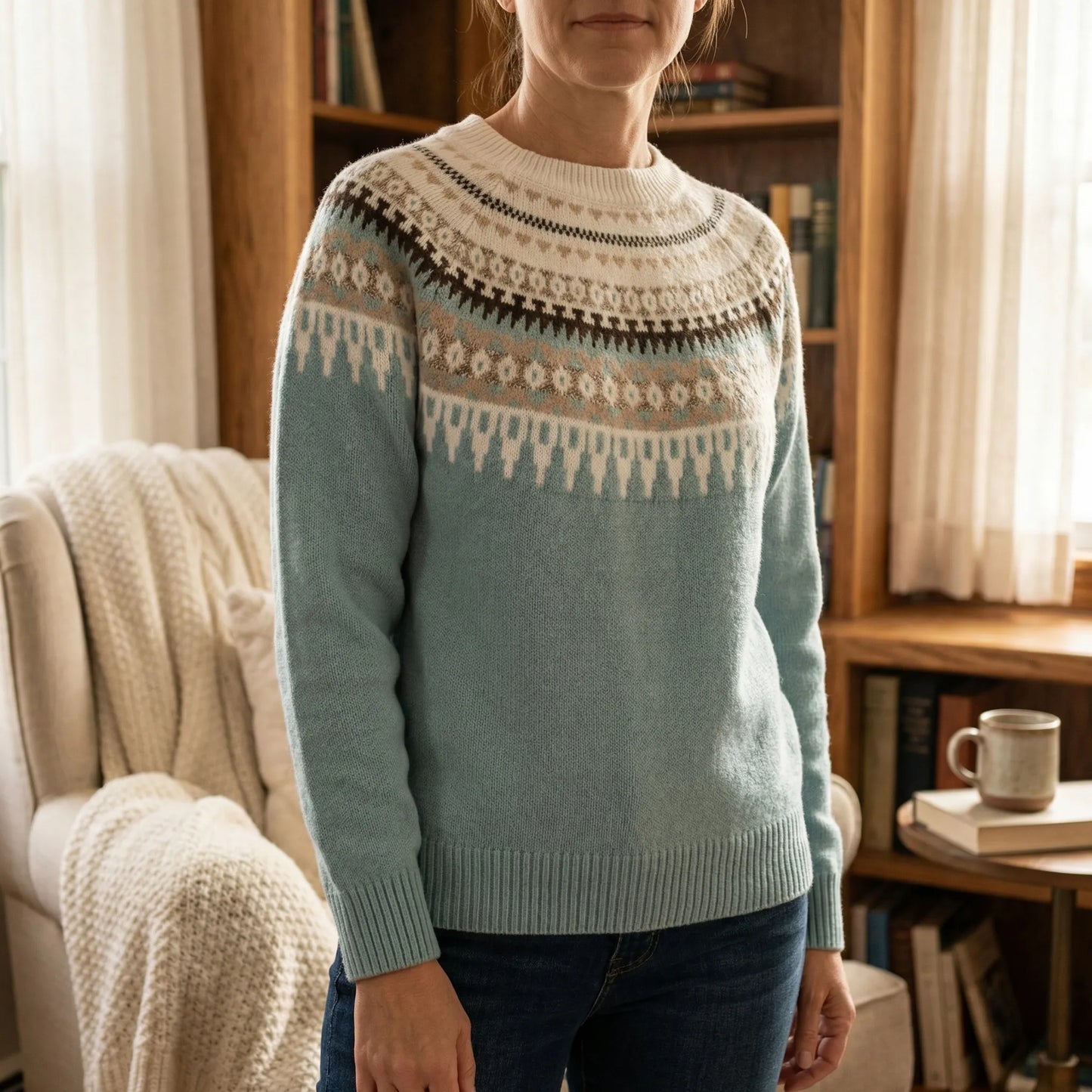 Veloryn | Fair Isle Pattern Crew Neck Jumper