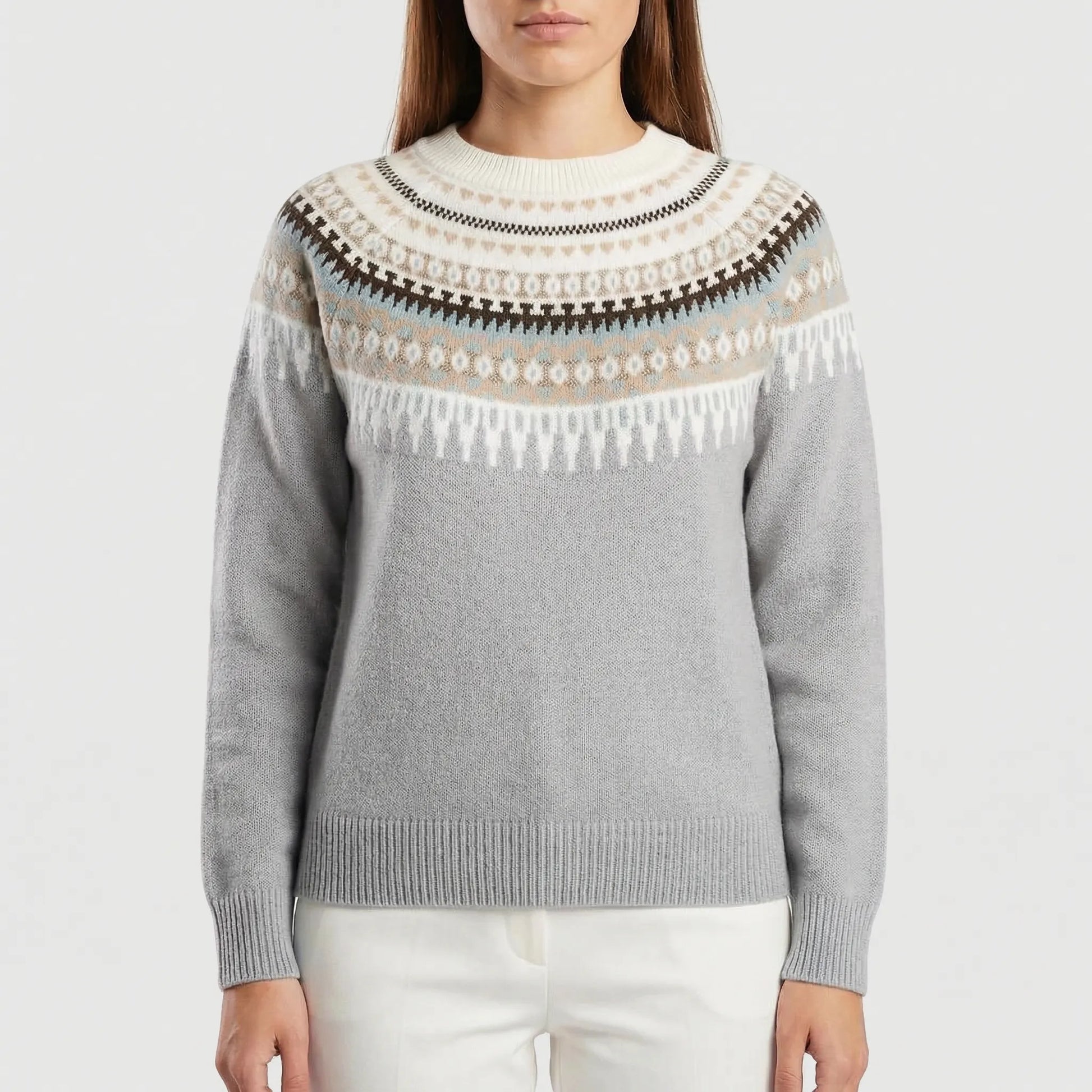 Veloryn | Fair Isle Pattern Crew Neck Jumper