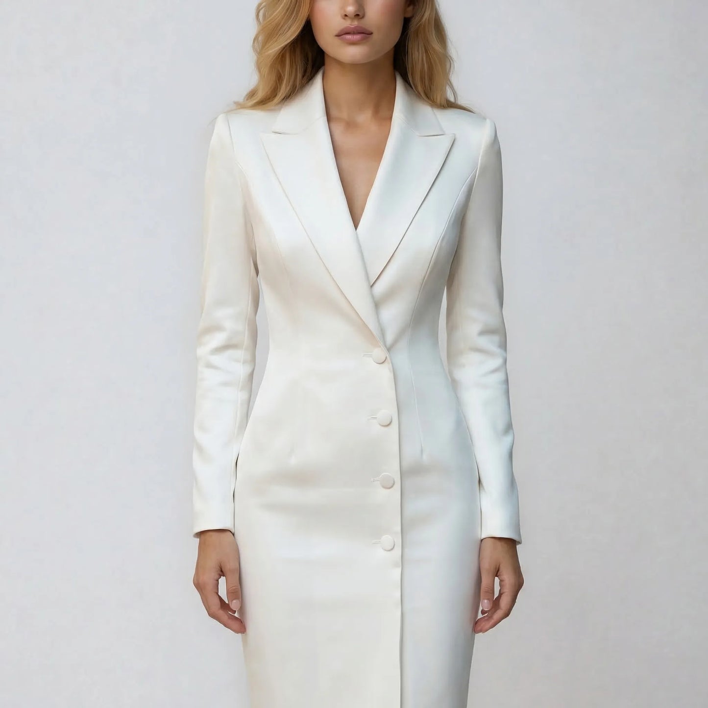 Veloura - Tailored Blazer-Collar Midi Dress